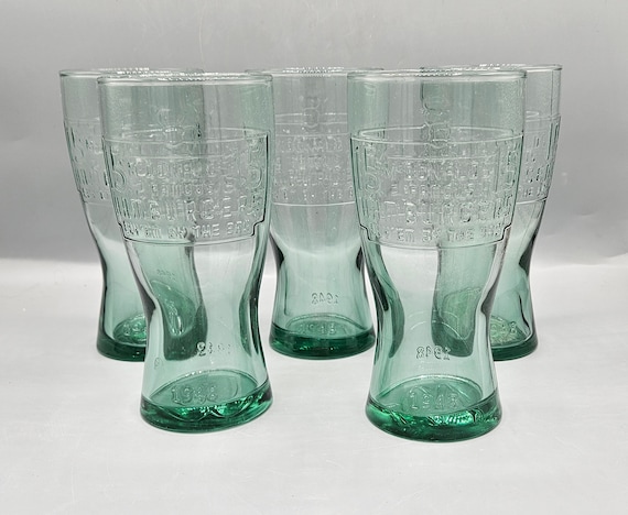 1948 Style Anniversary Mcdonald's Set of 5 Soda Bottle Green