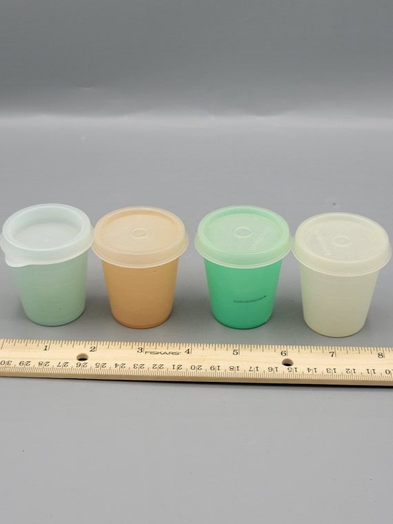 Vintage Tupperware Midget Tiny Medication Cups 4789A 101 Container 2oz  Plastic Cups Salad Dressing, Carry Along Pastel or Red & Clear -   Finland