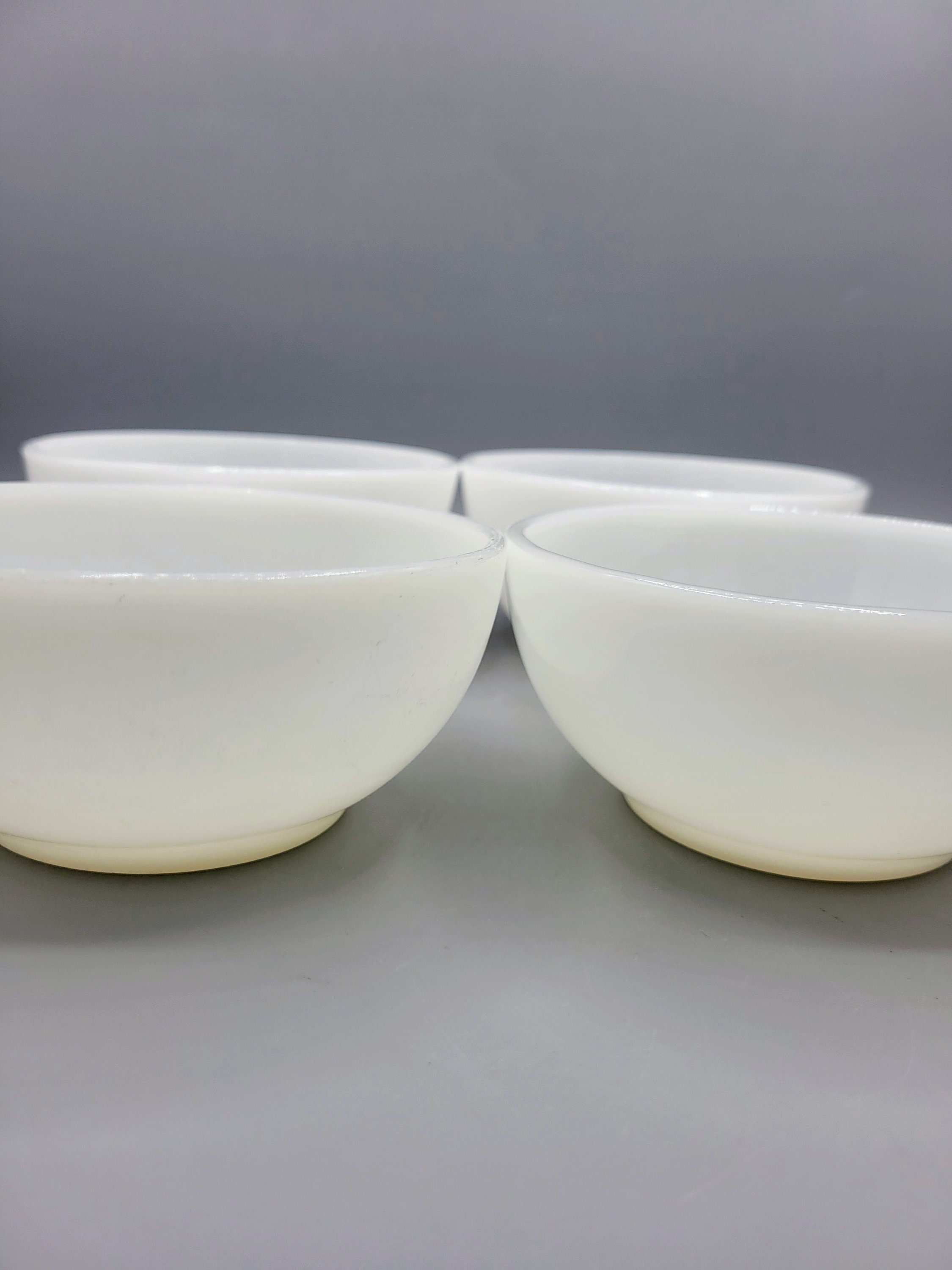 Set of 4 Vintage Milk Glass Cereal Bowls 2 Federal Glass 2 Etsy
