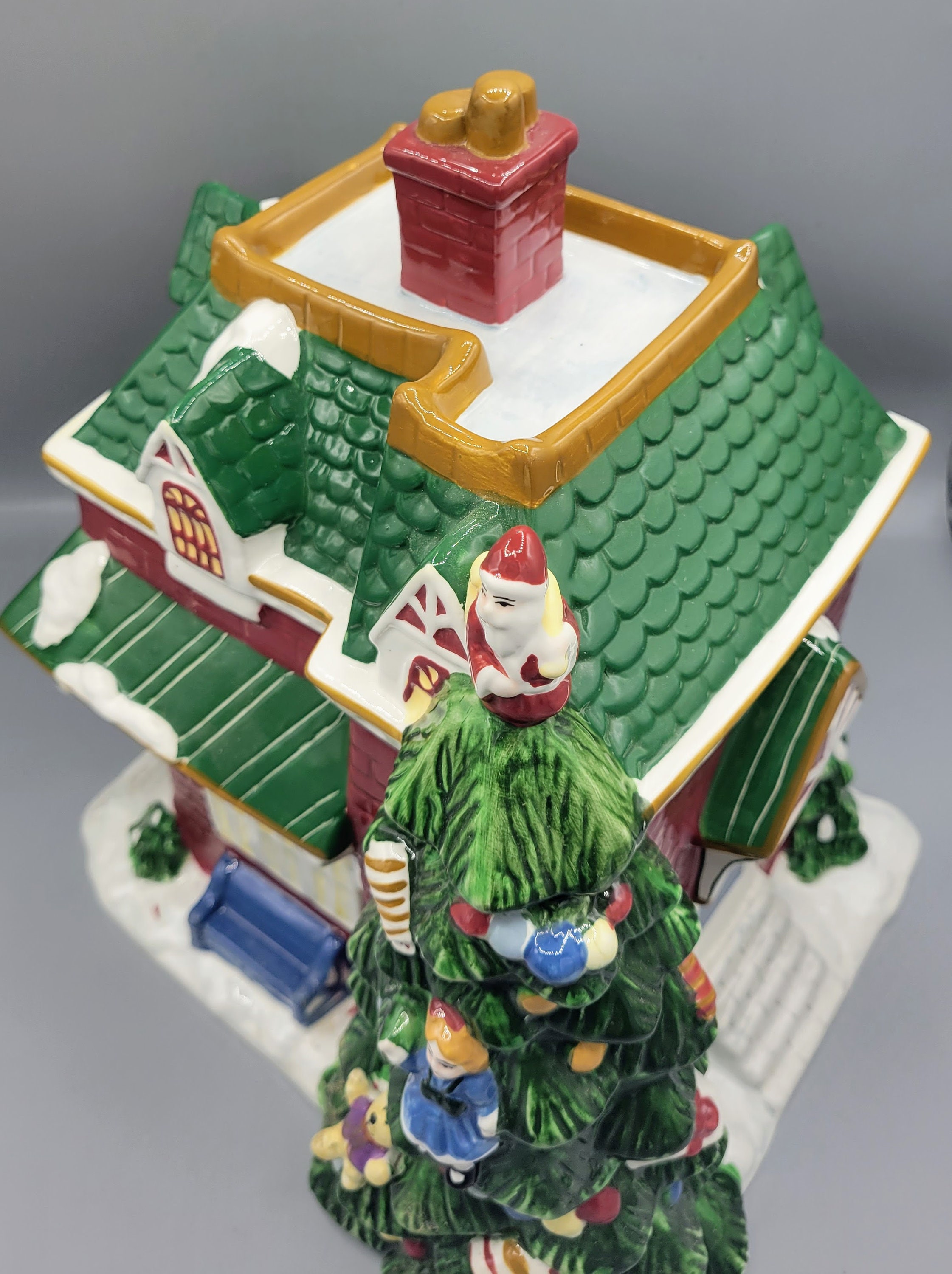 Spode Christmas Tree Village Ceramic Cookie Jar W Original Box