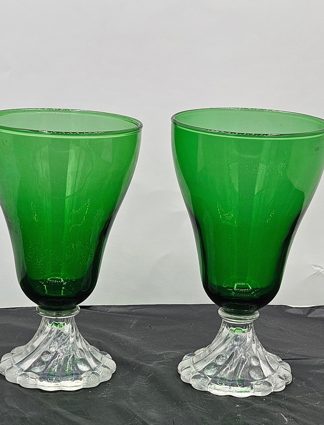 1960's　レトロ　ポップ　グリーン　フラワー　バブル　ポール　ラック Anchor Hocking Burple Inspiration Emerald Green Drinking Glasses