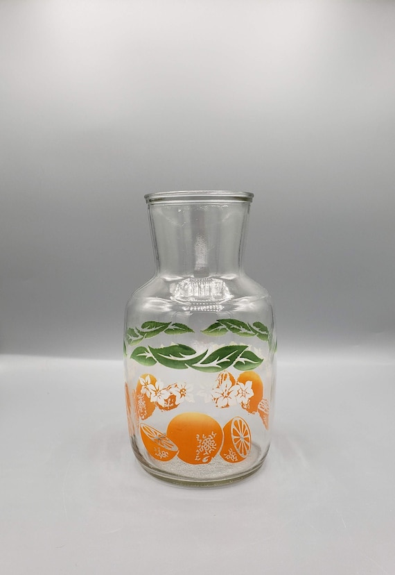 Anchor Hocking Glass Carafe with Oranges & Leaves