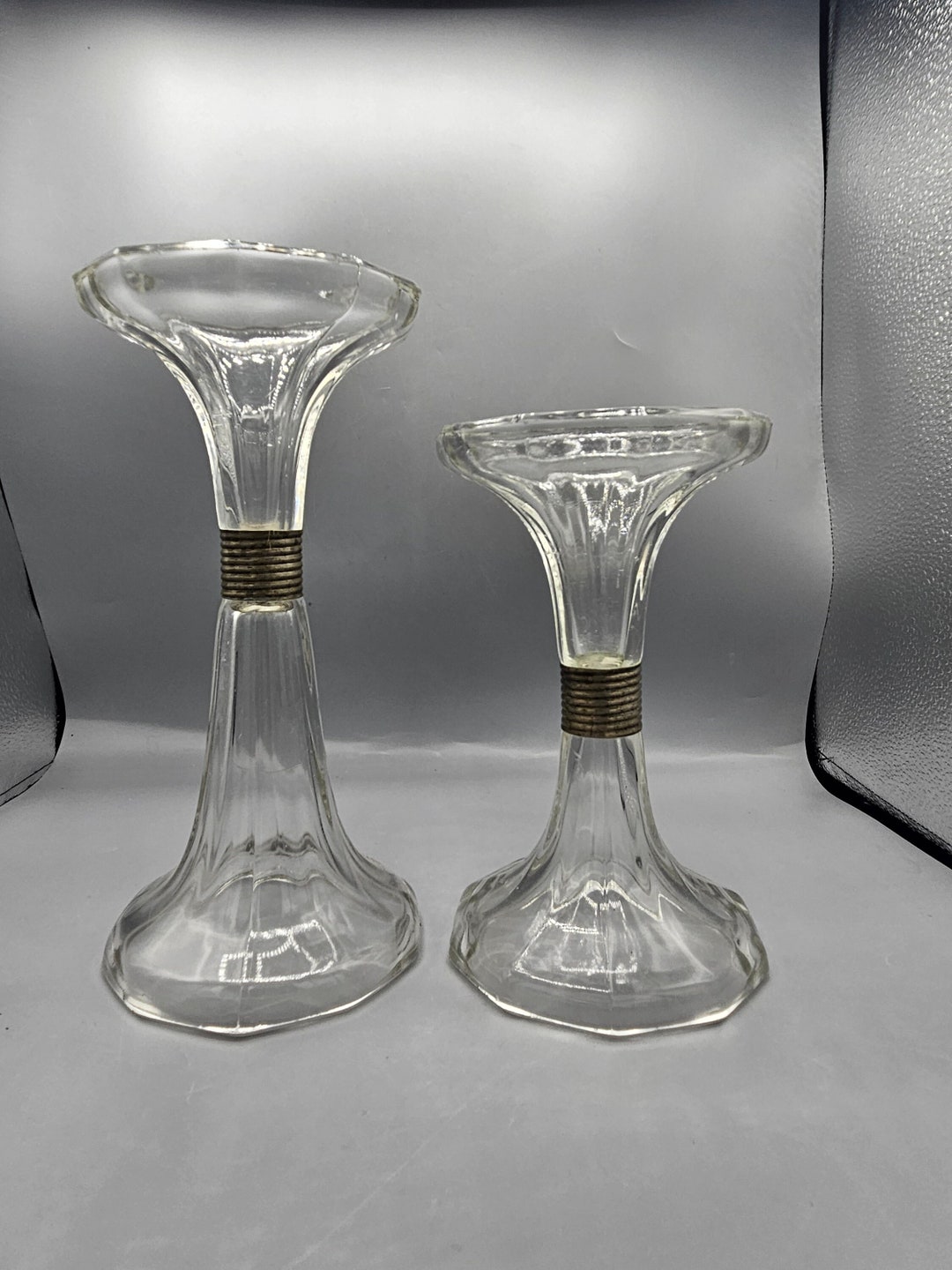 Pair of Antique Glass Shelf Risers Art Deco Style Soda Fountain Shelf ...