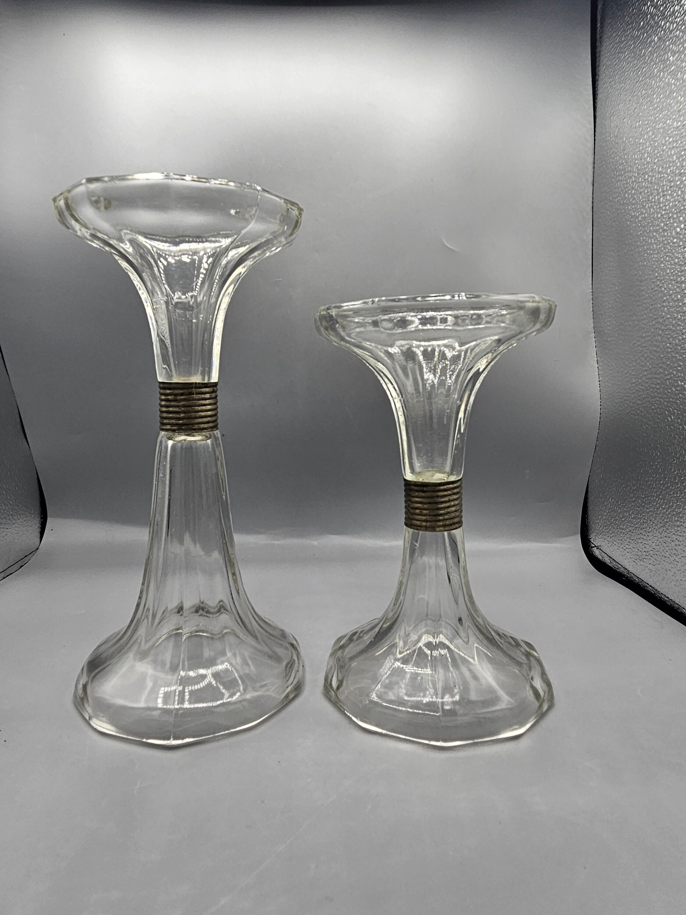 Pair of Antique Glass Shelf Risers ~ Art Deco Style Soda Fountain
