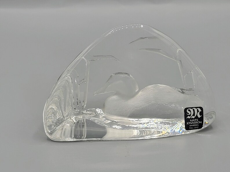 Mats Jonasson Sweden Full Lead Crystal Paperweight Mallard Etsy