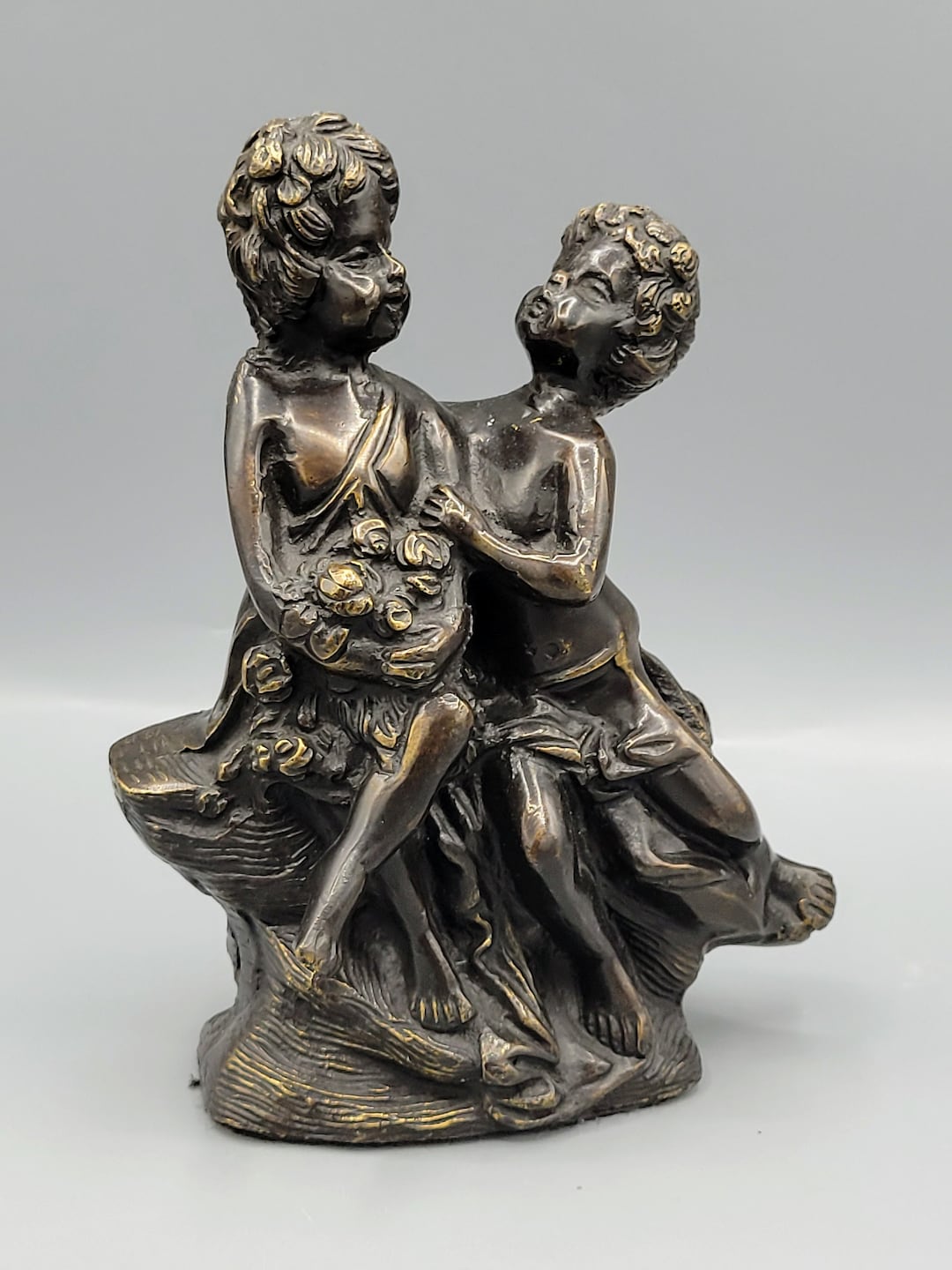 Auguste Moreau Signed Patinated Bronze ~ Children Sitting on Rocks