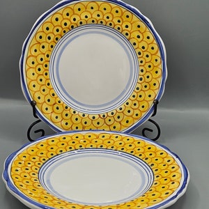 Piatti da insalata decorativi in gres, maiolica a scelta: 4 Fantasia PTS Interiors o 2 piatti Ubaldo Grazia in ceramica italiana