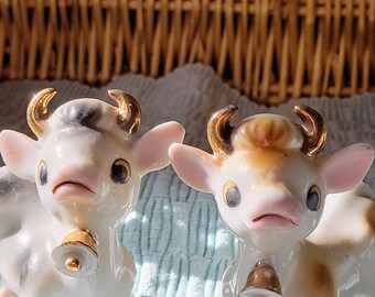 Vintage Elsie The Purple Cow Creamer Salt Pepper Shaker Set