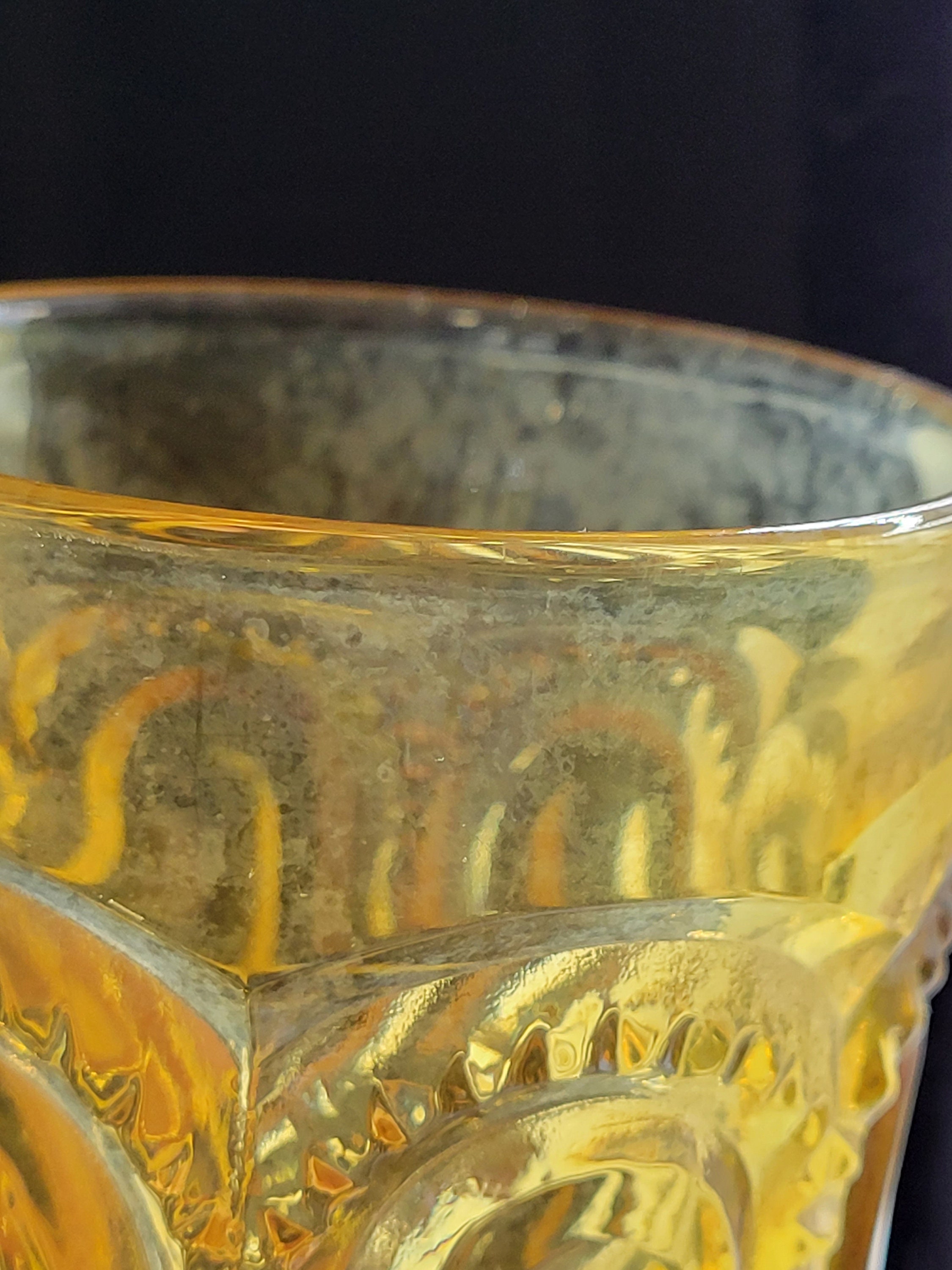MCM LE Smith Moon & Star Amber Gold Footed Iced Tea Glasses