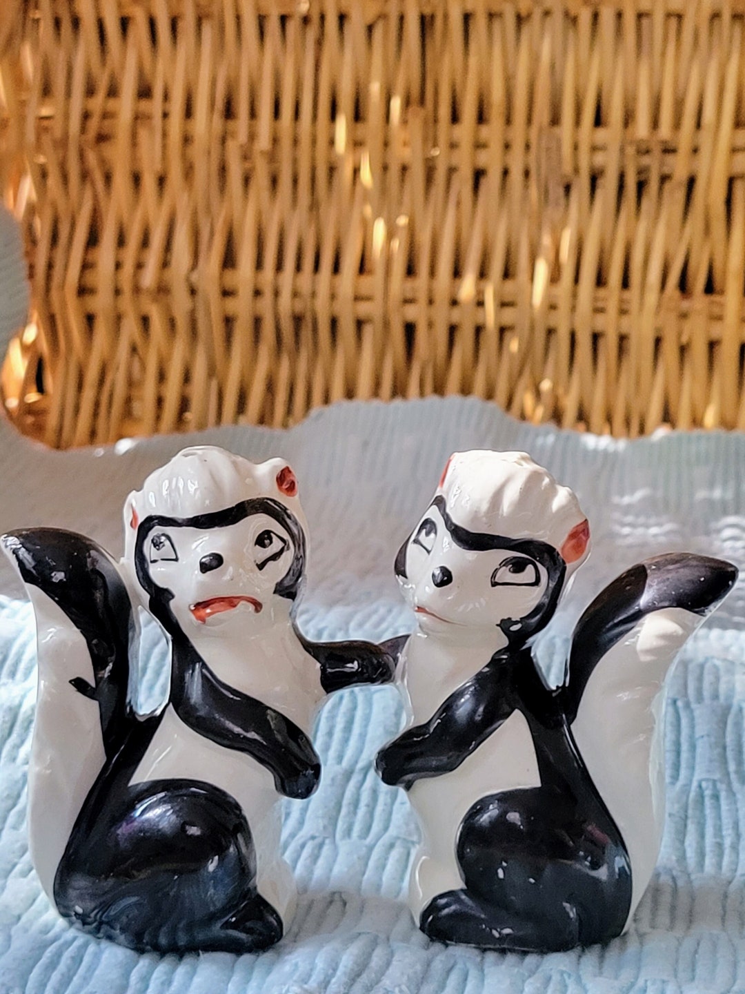 Vintage Skunk Japanese Salt & Pepper Shakers You Choose: Upright or All