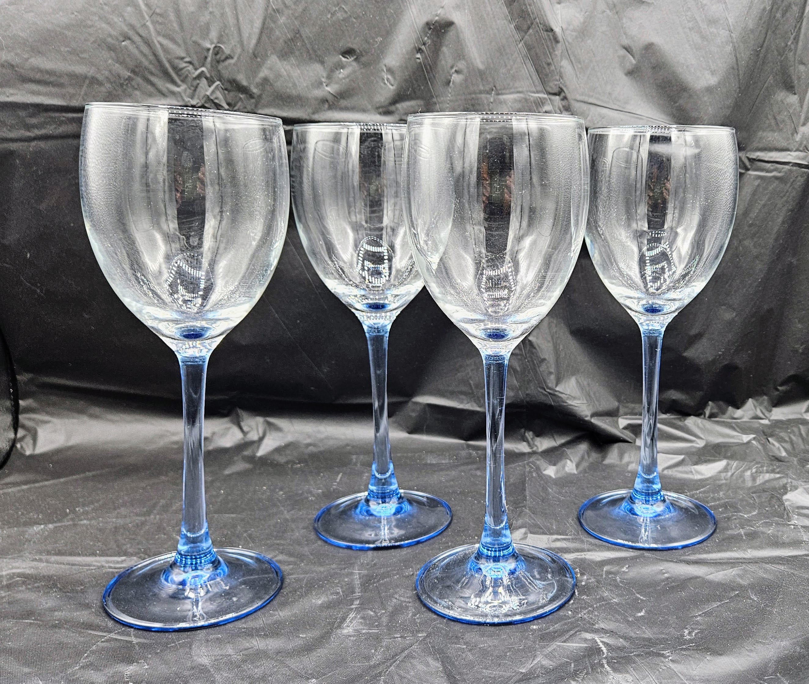 Cristal D'arques Azur 4 French Crystal Wine Drinking Glasses