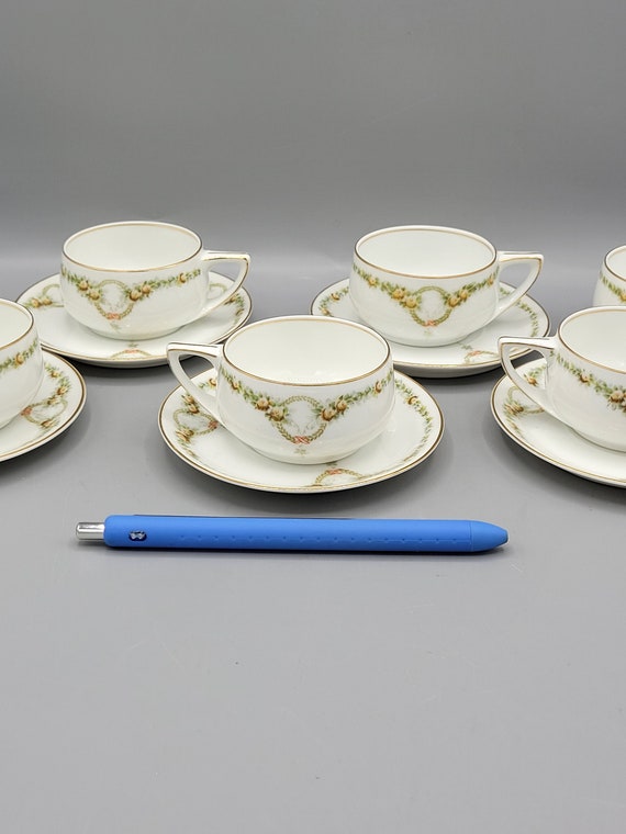 Rosenthal Donatello Briar Rose ~ Demitasse Tea Cups & Saucers X 5
