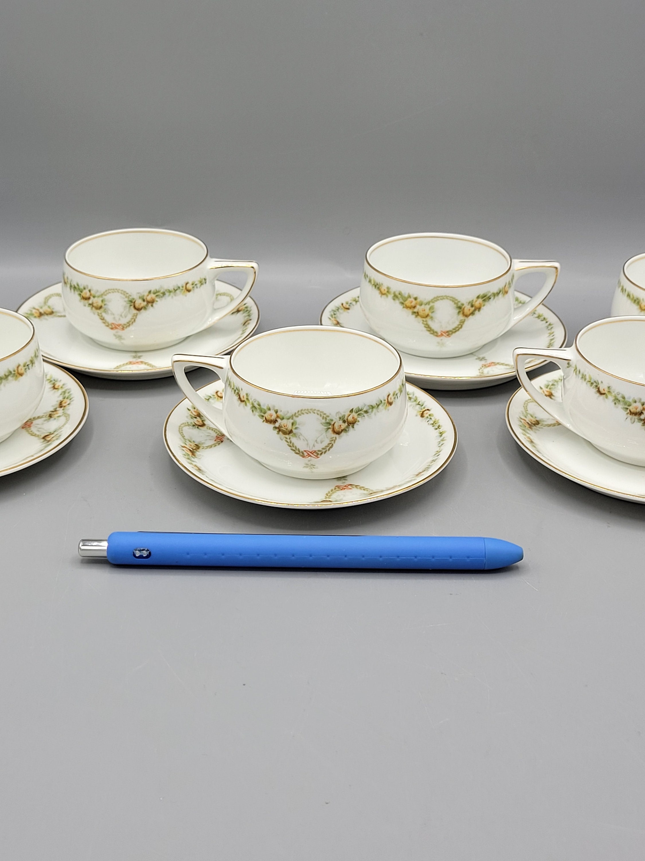 Rosenthal Donatello Briar Rose ~ Demitasse Tea Cups & Saucers X 5