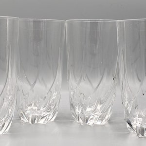 Gorgeous Set of 4 Heavy Crystal Glassware~ Swirled Base with Flame Optics ~ Shabby Chic Vibes ~ Iced Tea Drinking Glasses ~ Home Barware