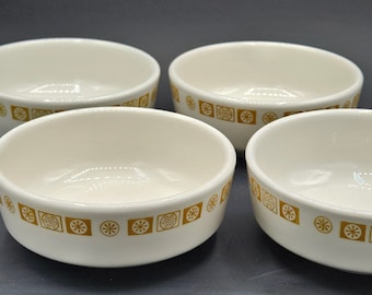 Buffalo China Mid Century Atomic Restaurant Ware Gold Starburst Snowflake Dinnerware ~ You Choose: Dinner, Bread Plates, Soup, Dessert Bowls