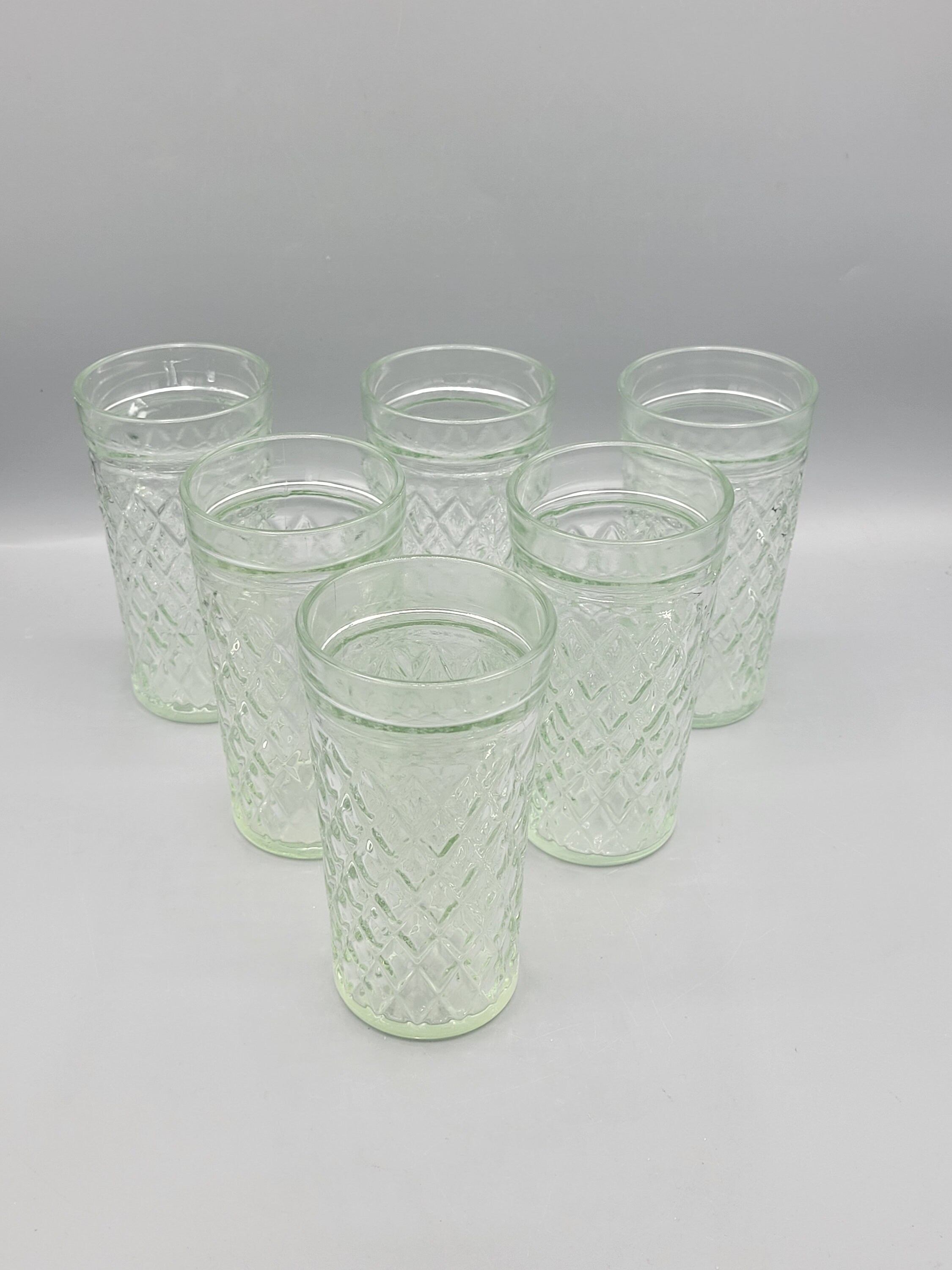 Thick Diamond Quilted Jelly Jar Drinking Glasses Set of 4 Everyday