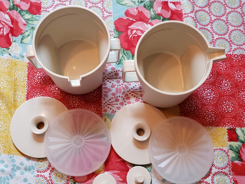 Vintage Tupperware Creamer and Sugar Set Almond With Almond Etsy
