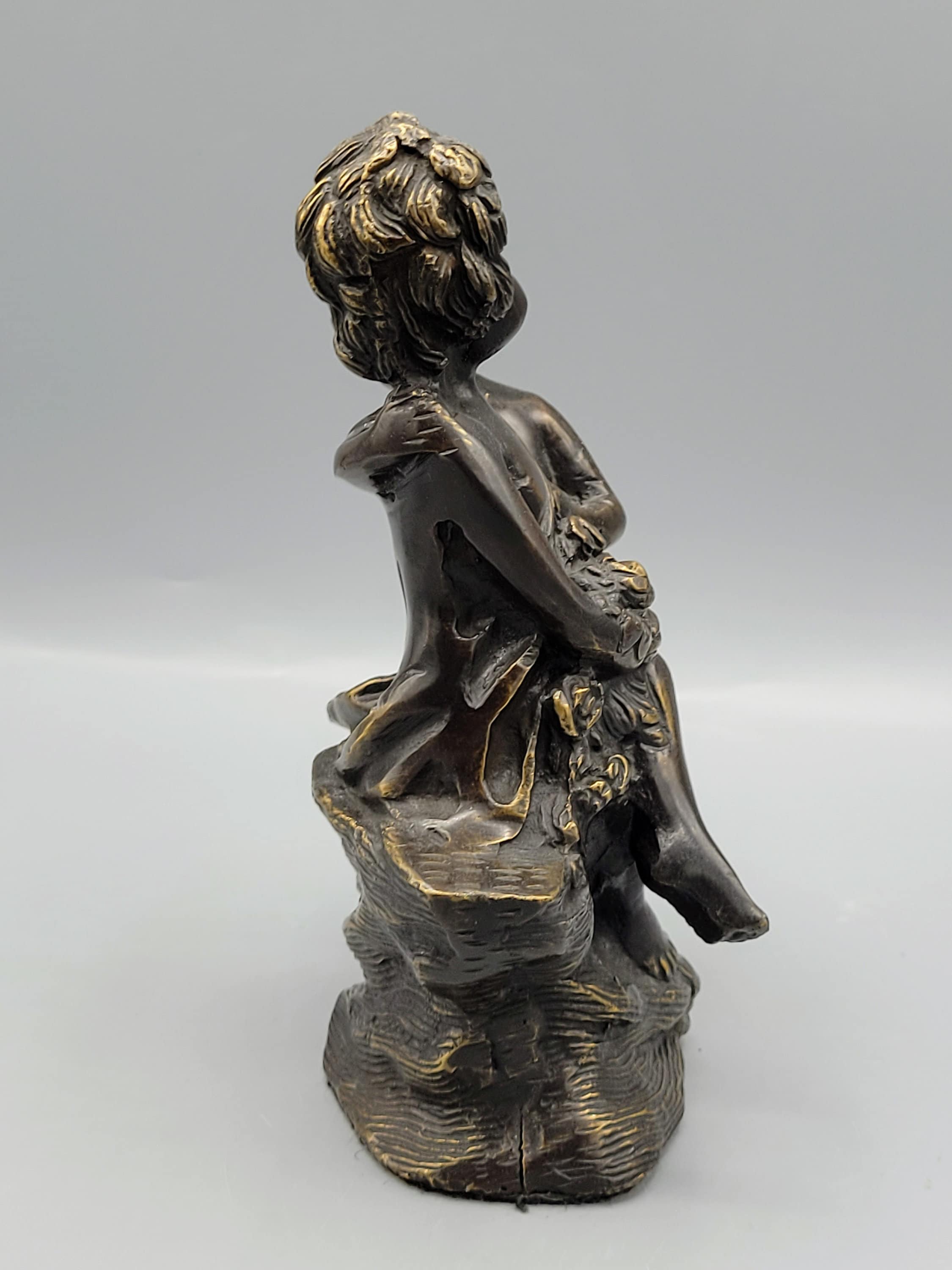 Auguste Moreau Signed Patinated Bronze ~ Children Sitting on Rocks