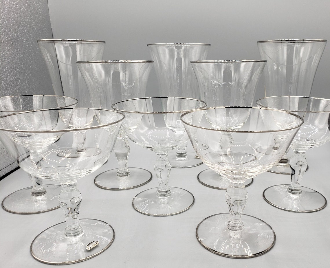Glastonbury Lotus Glasses Prelude With Platinum Trim Sprite Etsy Canada