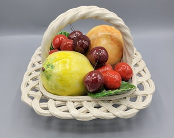 Bassano イタリア製 ~ 陶器製フルーツバスケット ~ ハンドメイドアート