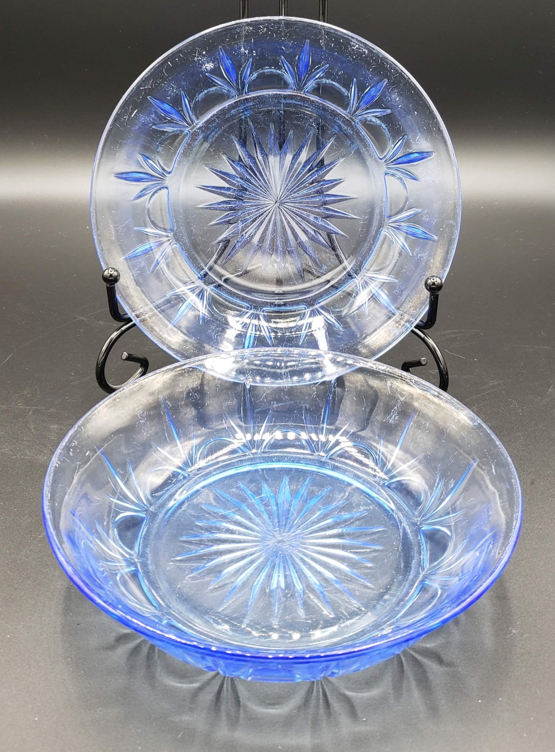 Vintage Avon American Blue Glass Cereal Bowls Starburst Etsy