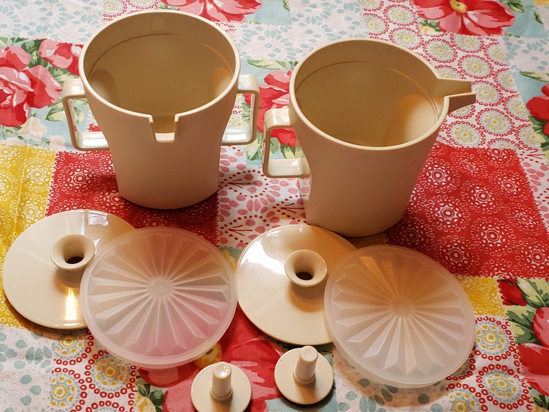 Vintage Tupperware Creamer and Sugar Set Almond With Almond Etsy