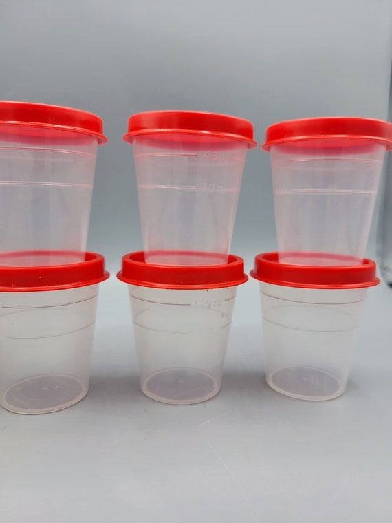 Vintage Tupperware Midget Tiny Medication Cups 4789A 101 Container 2oz  Plastic Cups Salad Dressing, Carry Along Pastel or Red & Clear -  Israel