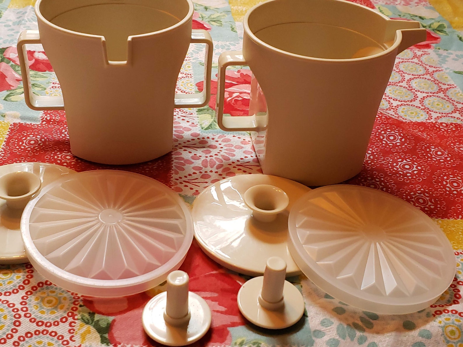 Vintage Tupperware Creamer and Sugar Set Almond With Almond Etsy