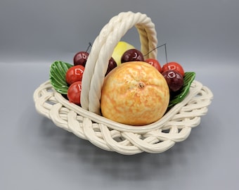 Bassano イタリア製 ~ 陶器製フルーツバスケット ~ ハンドメイドアート