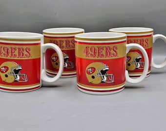 Vintage Russ Berrie & Co Coffee Mugs NFL San Francisco 49ers New Old Stock Collectible Ceramic Cups ~ Gift for Fan, Dad Father Husband Pop