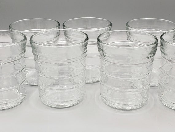 Retro Ringed Jelly Jar Drinking Glasses You Choose: Set of 5 | Etsy