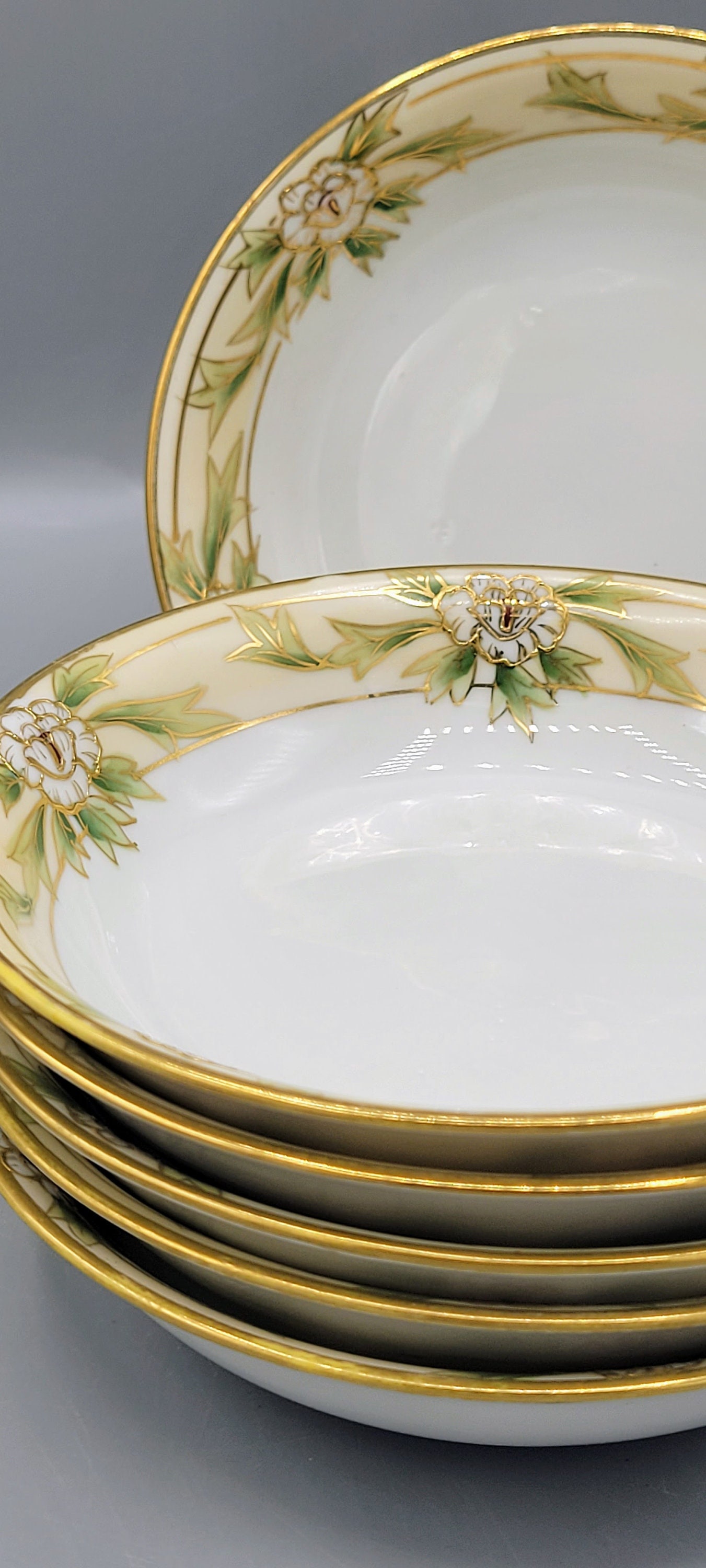 Noritake Hand Painted Japanese Fruit Bowls, Nippon Spoke Mark