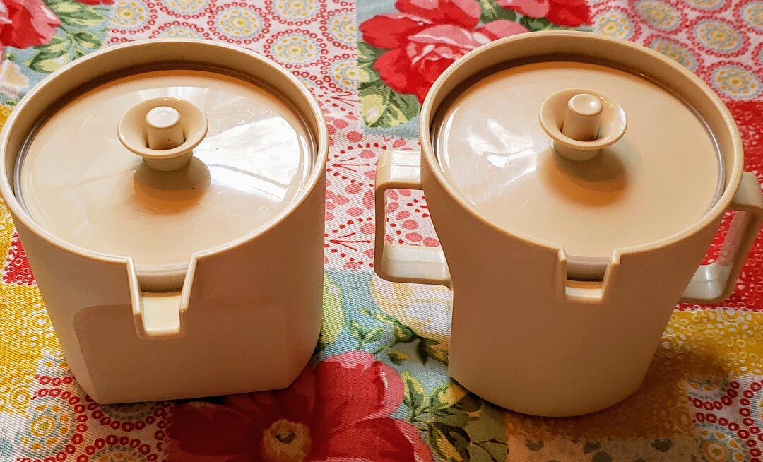 Vintage Tupperware Creamer and Sugar Set Almond With Almond Etsy