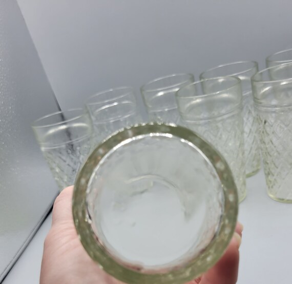 Thick Diamond Quilted Jelly Jar Drinking Glasses Set of 4 Everyday