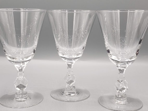 Tiffin Franciscan Crystal Bubble 17524 Wine Glasses Wide Mouth