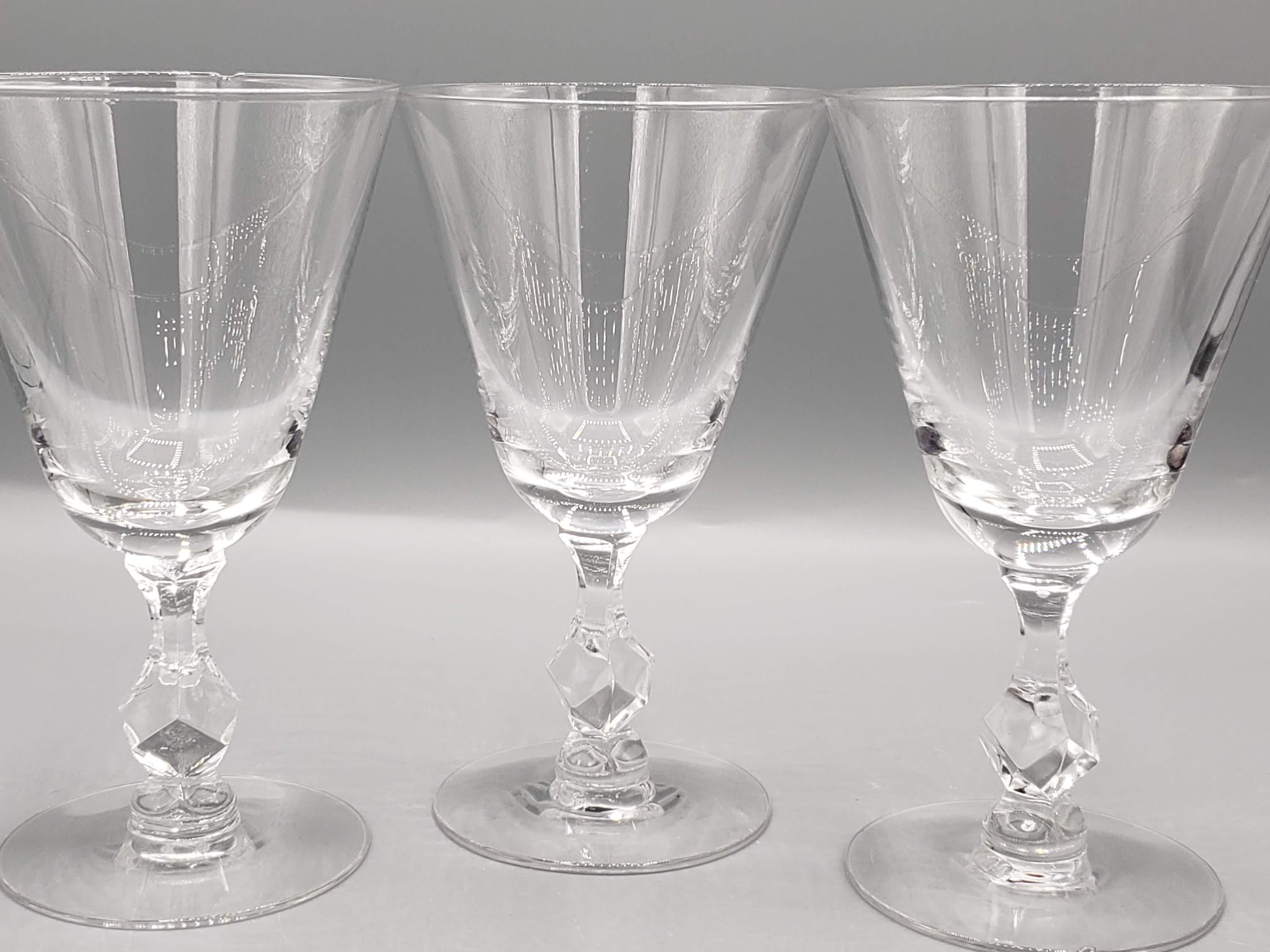 Tiffin Franciscan Crystal Bubble 17524 Wine Glasses ~ Wide Mouth