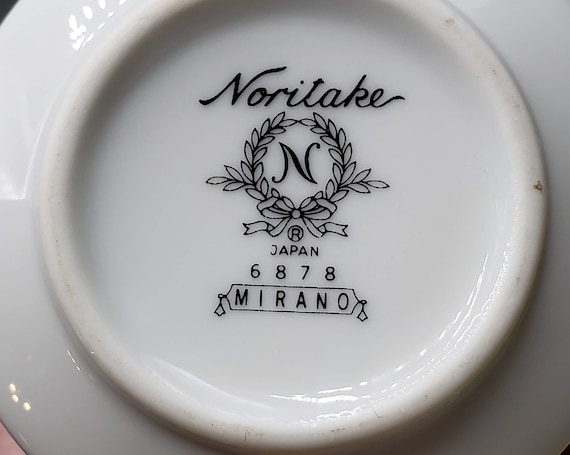 『メルうー特価』　Noritake 『GRAND VISION』　大皿　5枚 Retro Noritake Mirano Fine Japanese China ~ Tuxedo Black Floral