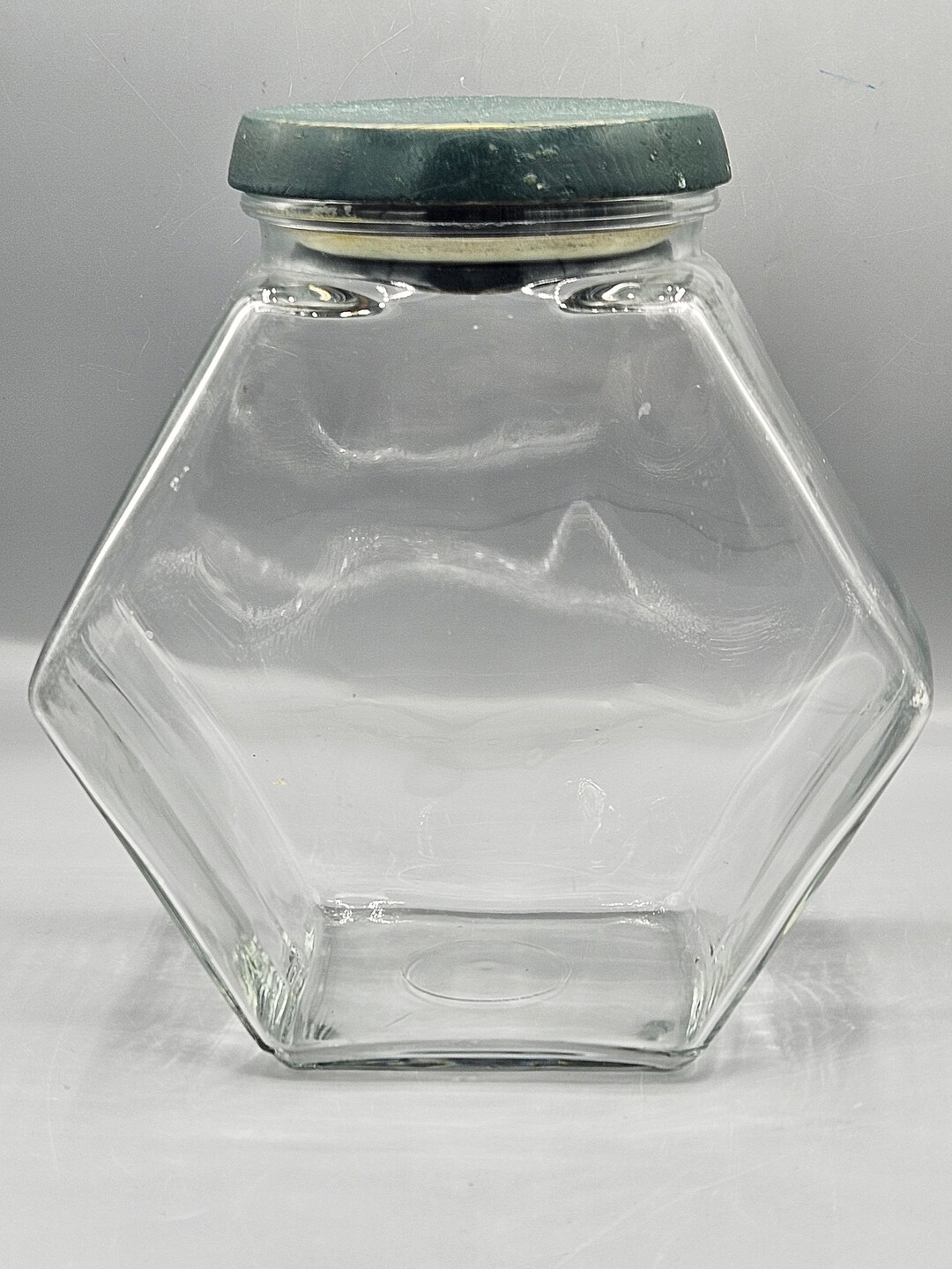 Vintage Tiltable Drug Store Counter Jar W Green Wooden Lid Etsy