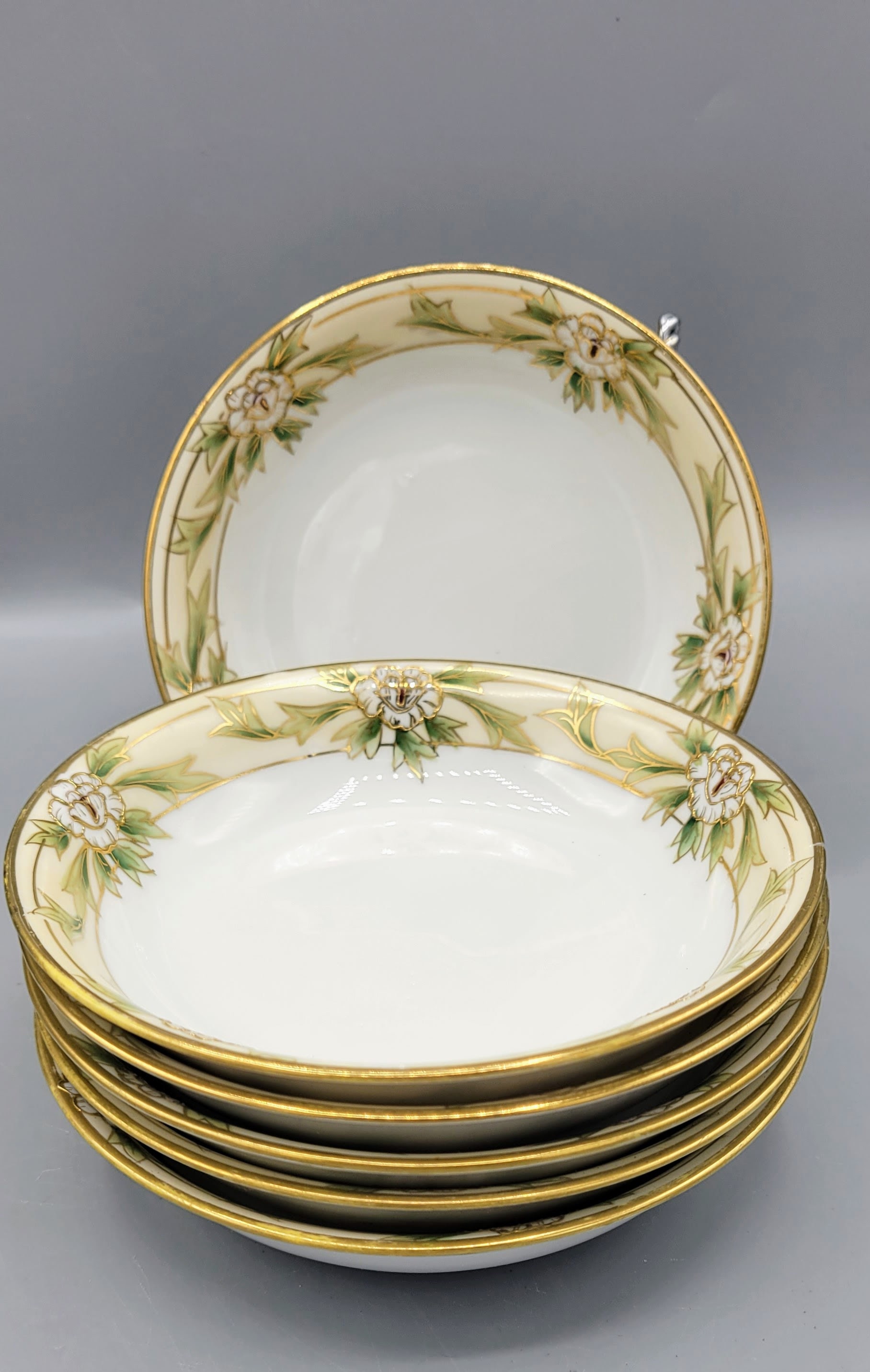 Noritake Hand Painted Japanese Fruit Bowls, Nippon Spoke Mark