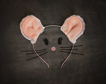 Mouse Ears headband mouse costume Pig ears cosplay pink ears cat ears Pink Faux Fur Adult Toys Pet Play Kitten play BDSM toys DDLG kink abdl