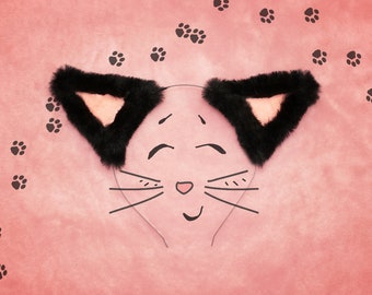 Black Cat headband cat costume Halloween abdl toys kitty ears cat ears Black Faux Fur Adult Toys Pet Play Kitten play BDSM DDLG daddys girl