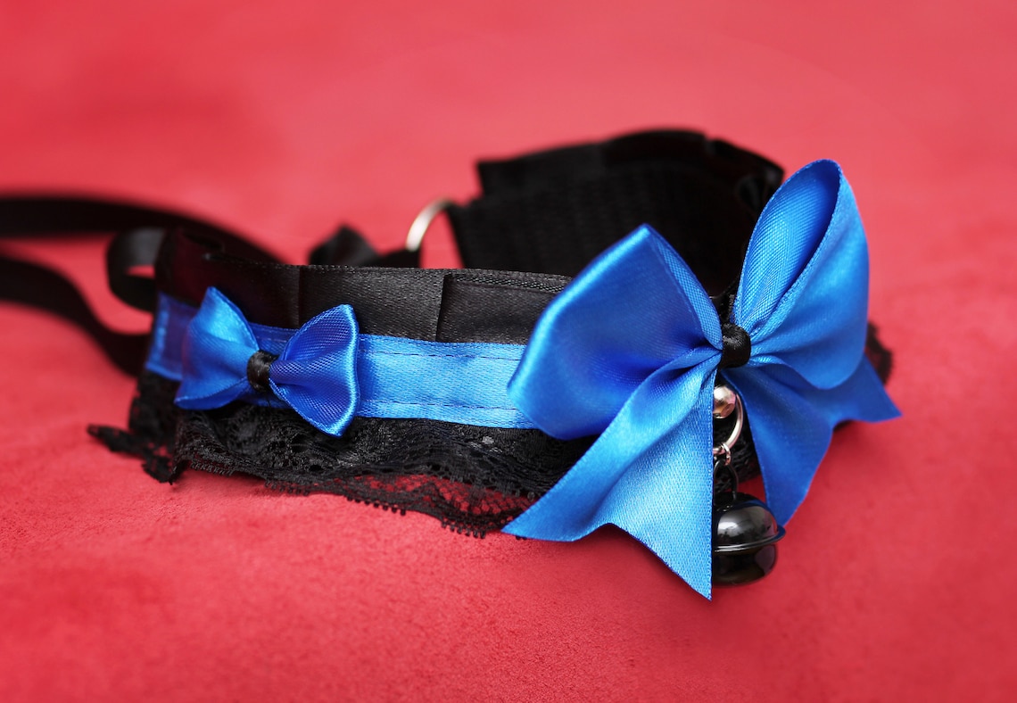 Blue DDLG Choker Bell Ddlg Kitten Play Collar Lace Choker BDSM Etsy