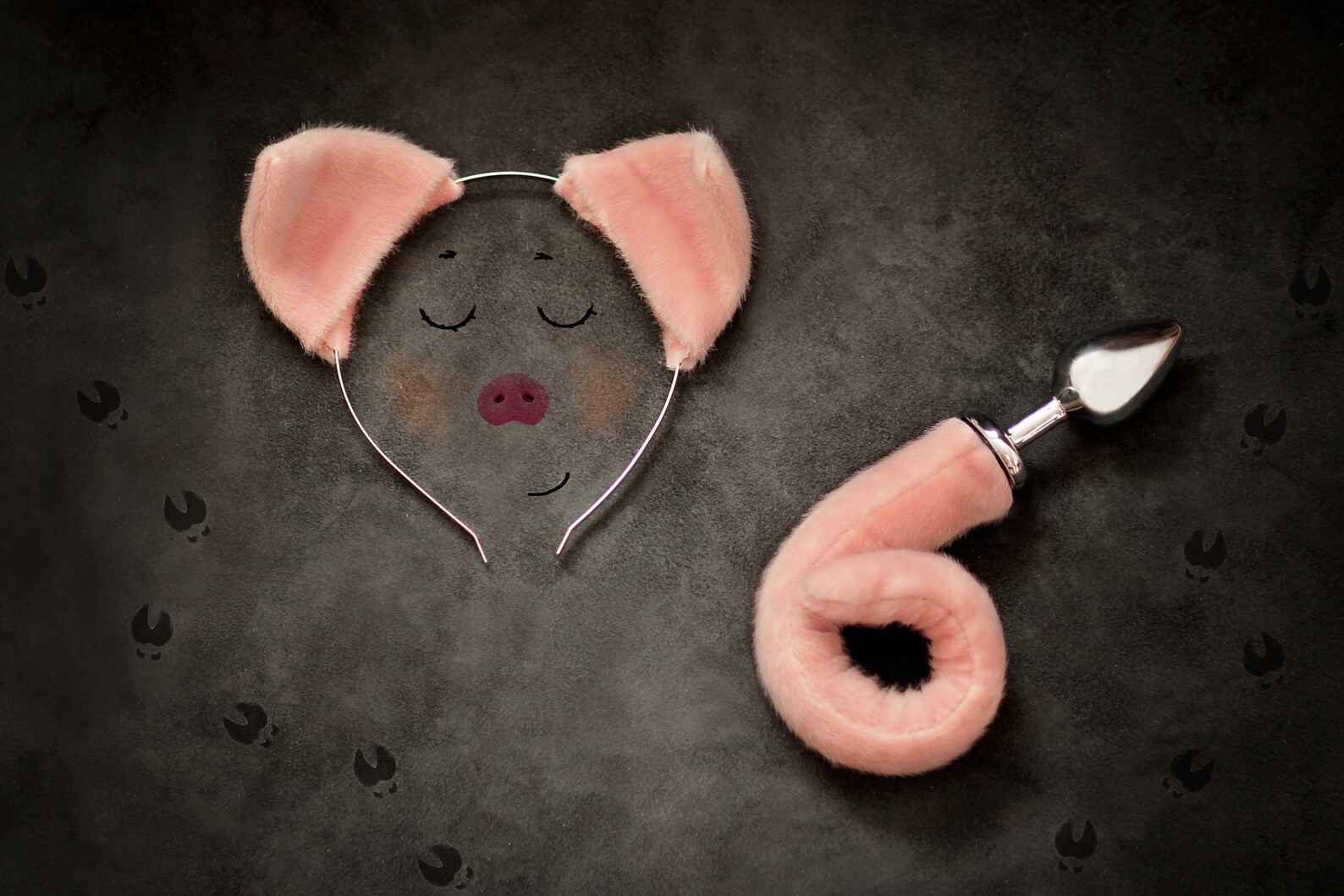 BDSM Toy Pig Ears Anal Plug Pig Fur Tail Plug Adult Toy Ddlg Etsy