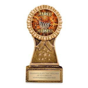 March Madness Trophy with Engraved Plate - Basketball Bracket Award