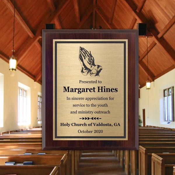 Personalized Religious Plaque - Customized Church Award - Choose Your Size