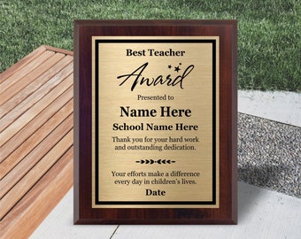Personalized Teacher Award 8x10 - Customized Plaque