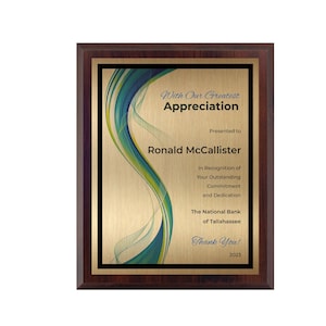 Employee Appreciation Plaque Personalized Gift - Recognition Award