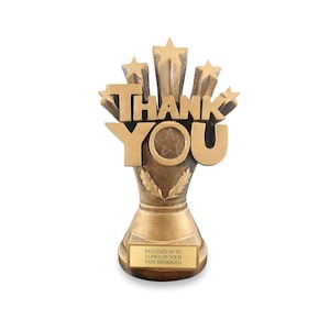 Thank You Trophy - Personalized Volunteer Appreciation Award with Engraved Plate - 8.5 Inches Tall - Customize Now!