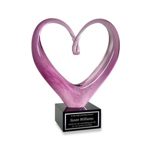 Personalized Anniversary Gift for Wife - Heart Shaped Art Glass