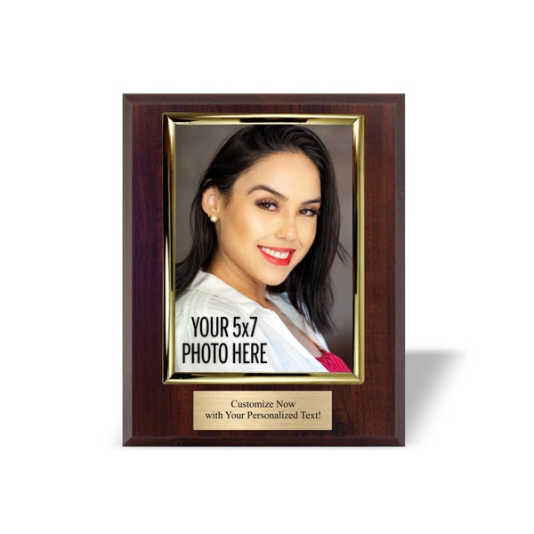 8x10 Photo Plaque Personalized with 5x7 Vertical Picture Holder - Add Your Photo